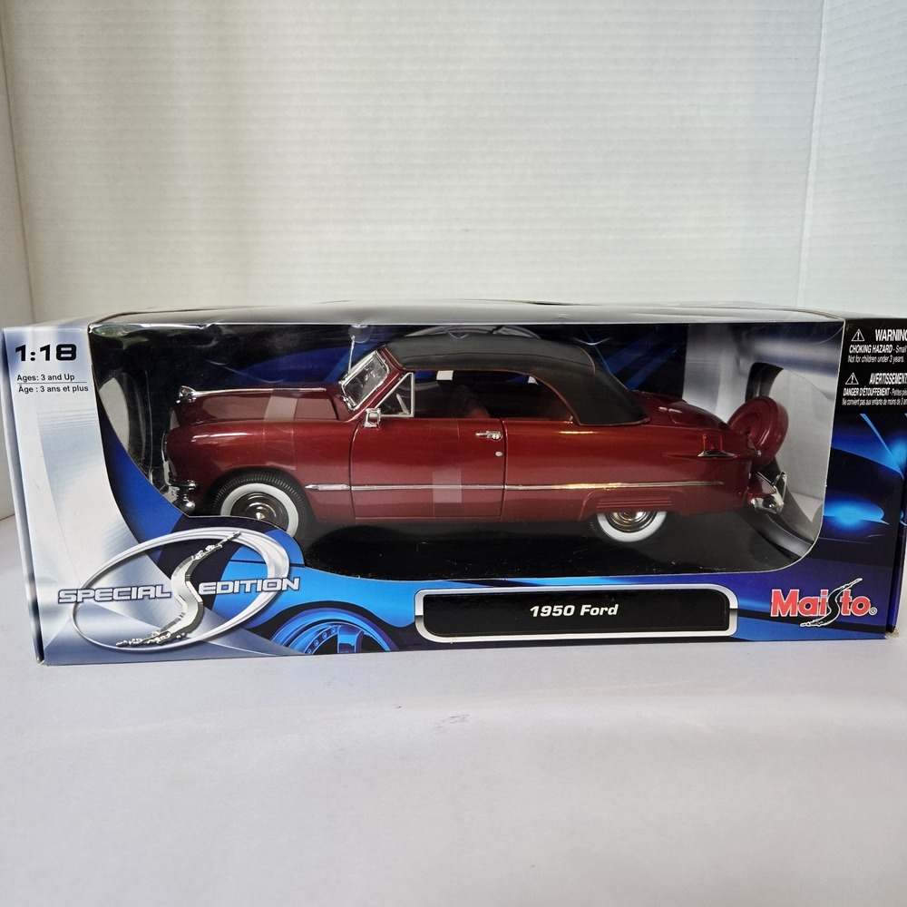 Sweet 1950 Ford  Coupe Red w/ Black Top Maisto Diecast Car‎ 1:18 New In Box RARE